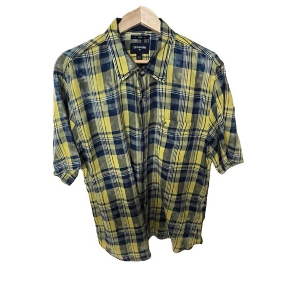 True Religion XL mens slim short sleeve button down shirt